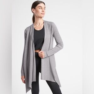 ATHLET MERINO WOOL GREY SOLSTICE WRAP CARDIGAN MEDIUM